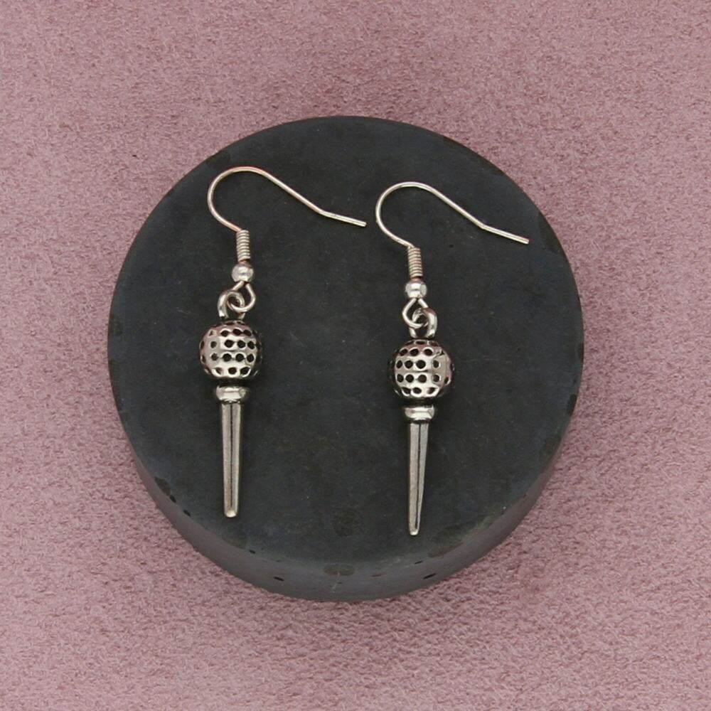 ⚡clearance⚡ sterling silver golf ball on tee dangle earrings